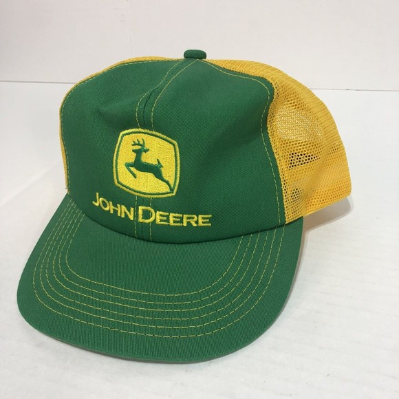 Vintage John Deere Snapback Trucker Hat/Cap Green and Yellow, K